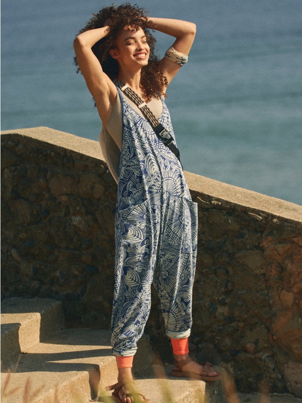 Hot Shot Onesie - Blue Floral-Print One Piece Jumpsuit by FP Movement